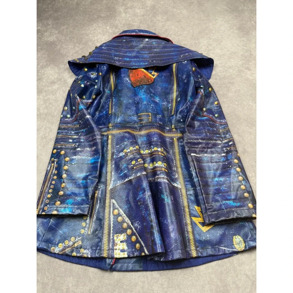 Disney Store Descendants 2 Mai Jacket Kids‎ 5/6 Blue Faux Leather Studded Moto - Picture 11 of 16